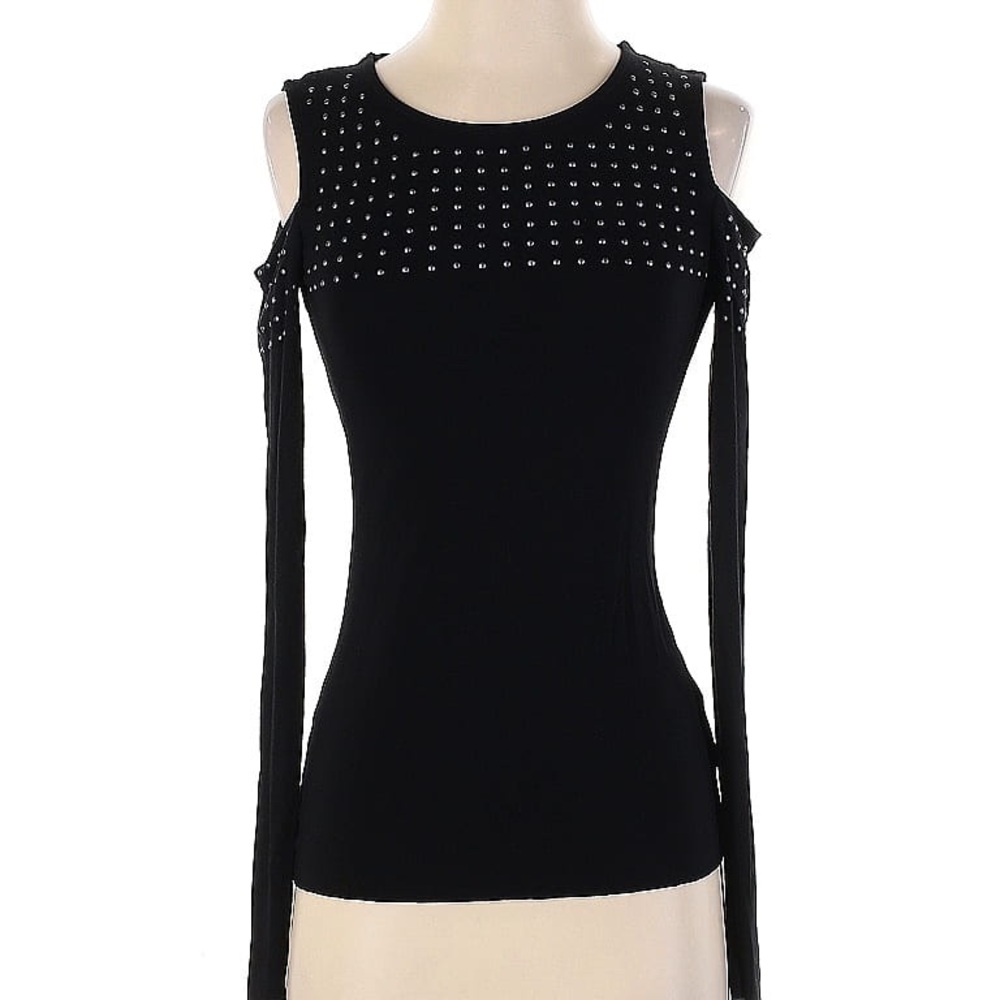 Bailey 44 Black Studded Cold Shoulder Long Sleeve Top Size XS